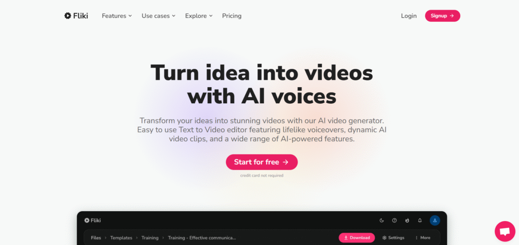 Fliki home page image