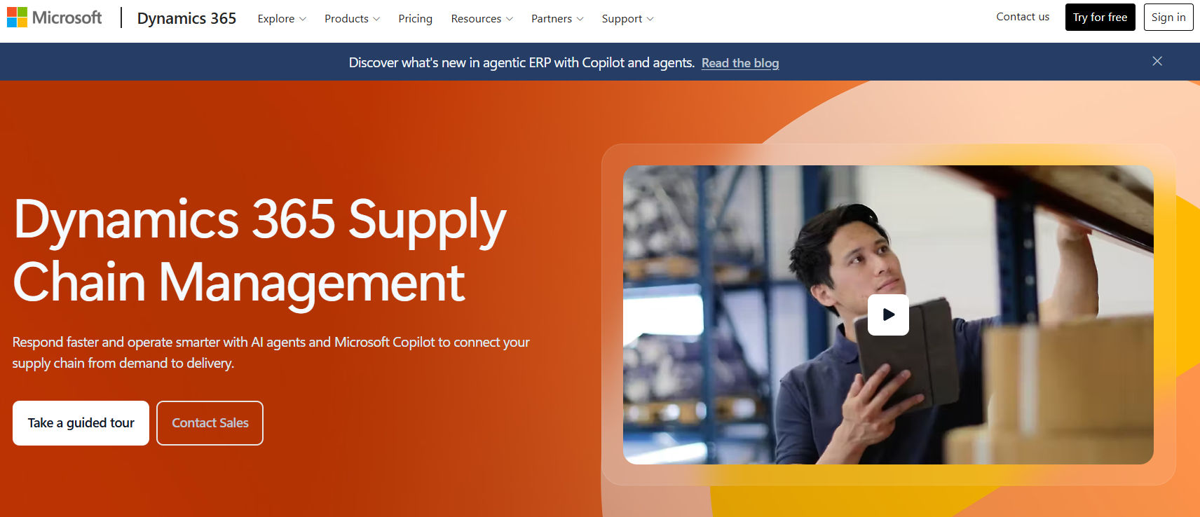 Microsoft Dynamics 365 Supply Chain Management interface showing warehouse operations and inventory handling