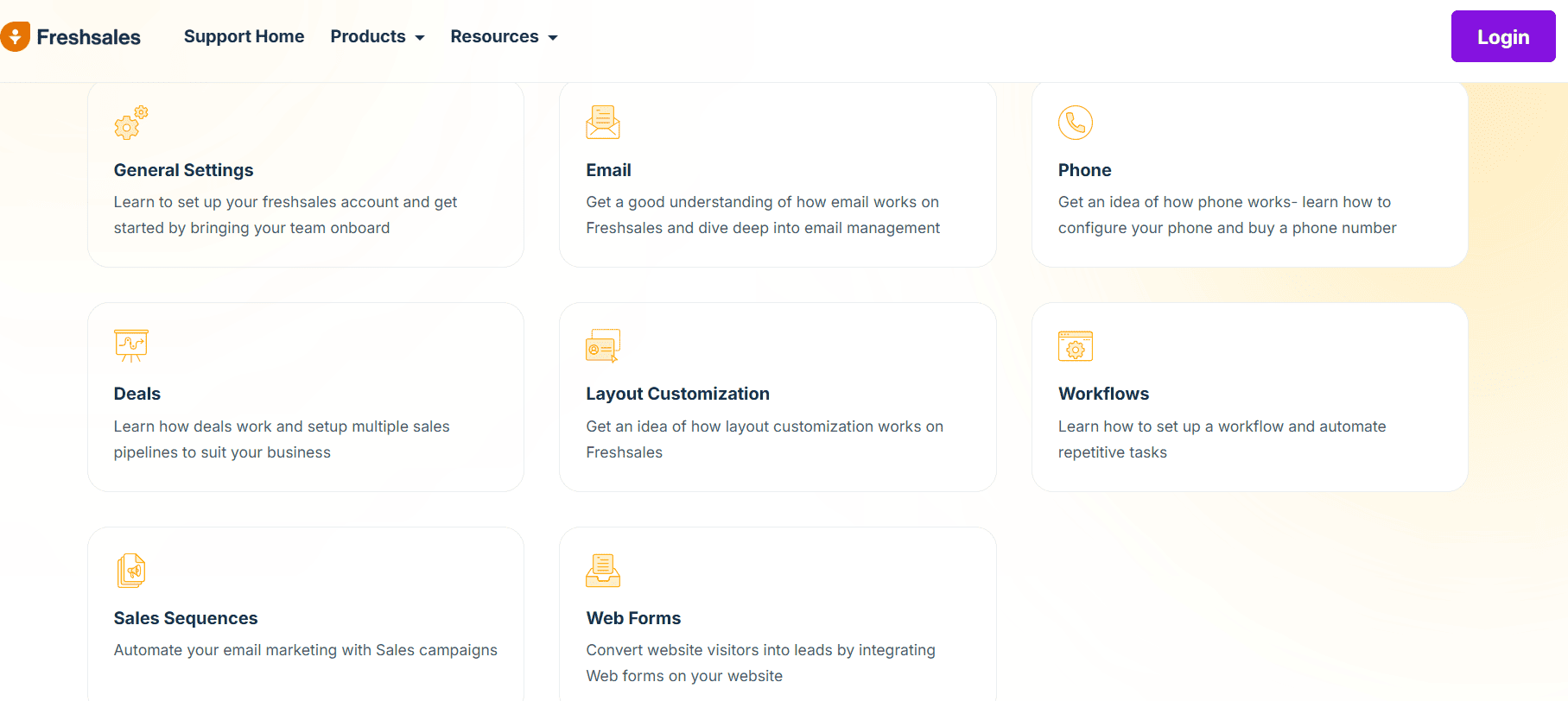 Freshsales CRM dashboard showing features like deals, workflows, email, and sales automation tools