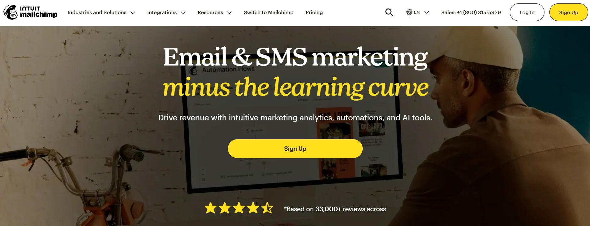 Mailchimp email and SMS marketing platform with automation, analytics, and AI tools